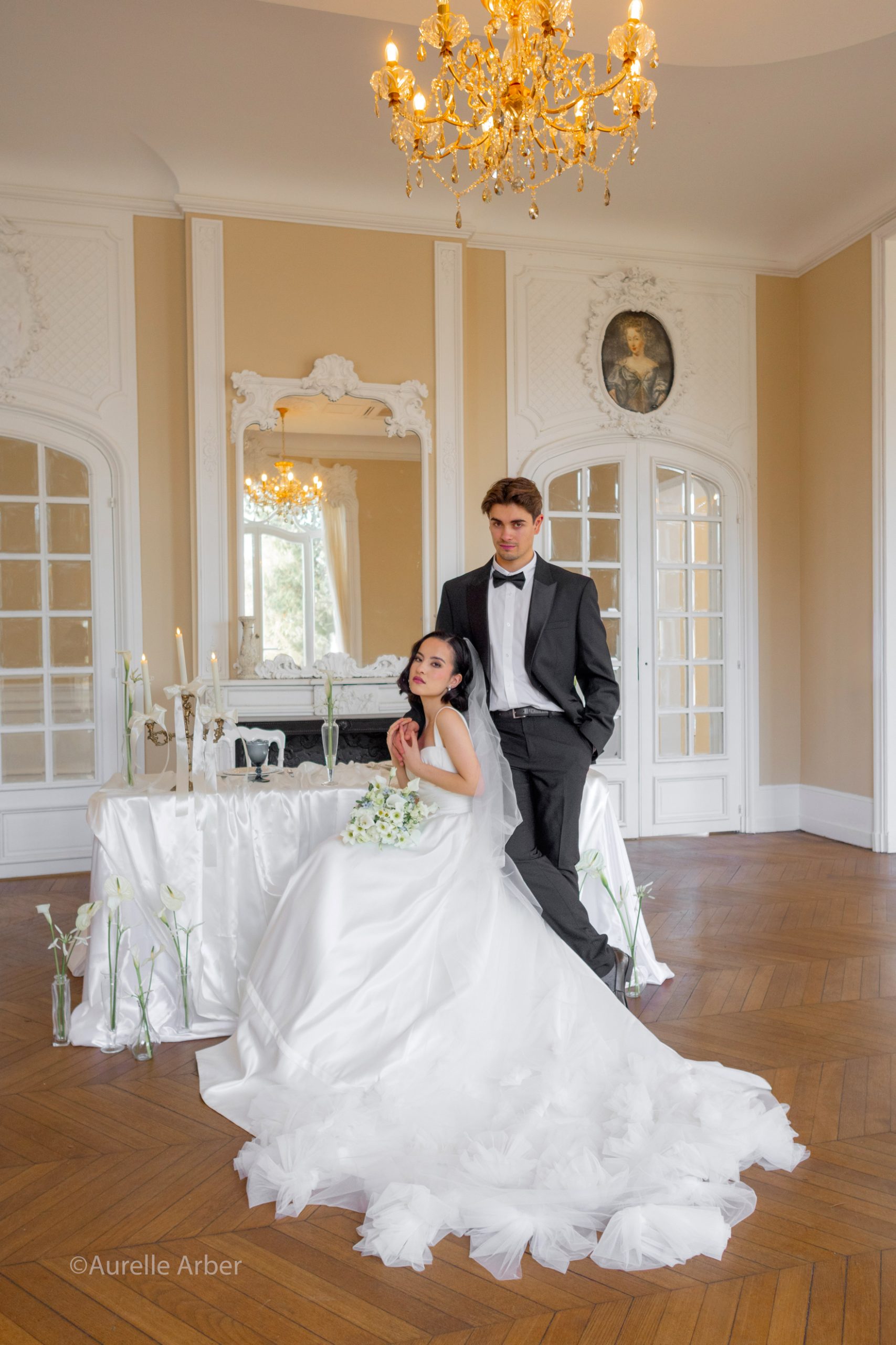 couple ceremonie mariage devant château bouffémont